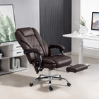 Vinsetto Reclining Massage Office Chair with Adjustable Height and Footrest - Dark Brown-Take a break and stretch out with a 135° recline angle and footrest