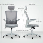 HOMCOM Ergonomic Office Chair with Adjustable Headrest - Grey-360° swivel seat and PU wheels for smooth movement on various floors