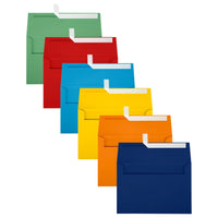JAM Paper A10 Coloured Invitation Envelopes with Peel and Seal Closure - 6" x 9-1/2" - Assorted Primary Colours - 150 Pack-Colours: Blue, Red, Orange, Green, Navy Blue, Yellow