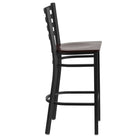 Flash Furniture HERCULES Series Black Ladder Back Metal Restaurant Barstool - Walnut Wood Seat-.625'' Thick Plywood Seat