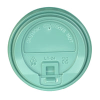 Tannex Dome Lid with Latch for 10 oz, 12 oz and 16 oz Paper Coffee Cups - Sage Green - 1000 Pack-Lids are made for Tannex Double Wall Ripple Cups in 10oz, 12oz and 16oz sizes