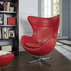 Modway Glove Leather Lounge Chair - Red-Luxurious Aniline Leather