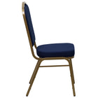 Flash Furniture HERCULES Series Crown Back Stacking Banquet Chair with Gold Frame - Navy Blue Patterned Fabric-Upholstered Back and Seat