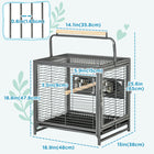 PawHut Metal Bird Travel Carrier Cage with Stand Perch, Stainless Steel Bowls and Pull Out Tray - Black-Sturdy steel frame ensures durability and security 