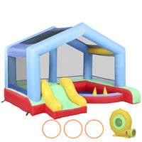 Qaba Inflatable Bouncy Castle for Kids with Slide, Ball Pit & Ring Toss Game-Combines a bouncer, slide, ball pit, and ring-toss for endless fun
