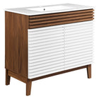 Modway Render 36" Bathroom Vanity - White/Walnut/White-Mid-Century Modern Vanity
