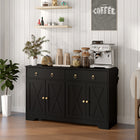 HOMCOM 47.6" L Sideboard Buffet Cabinet with Storage - Black-Equipped with two adjustable shelves to accommodate items of various heights