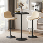 HOMCOM Round Bar Table with Steel Frame for 2 - Black-Steel frame and non-slip foot pads ensure stability