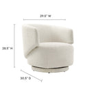 Modway Celestia Boucle Fabric Swivel Chair - Ivory-Boucle Fabric Upholstery