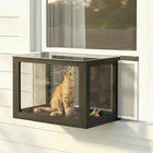 PawHut Catio Outdoor Cat Enclosure Adjustable 24" - Black-Installation wings adjust from 25.6" to 41.3" , fitting various windows