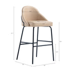 Manhattan Comfort Gracie 22" Modern Leatherette Upholstered Barstool - Tan and Black - 3 Pack-Upholstered in Luxurious Leatherette with Fine Stitching 