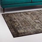 Modway Minu Distressed Floral Lattice Area Rug - 4 ft W x 6 ft L - Black Yellow/Orange-Gripping Grooved Rubber Underside 