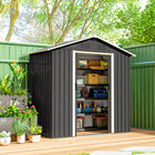 Outsunny Metal Garden Shed - 6.5 x 3.5' - Dark Grey-Sloping roof to prevent water buildup
