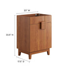Modway Miles 24" Bathroom Vanity Cabinet - Walnut-Hinged Doors
