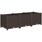 Outsunny Plastic Raised Garden Bed - 47.2" x 15.7" x 14.6" - Brown-Ample storage space accommodates vegetables, herbs, and flowers
