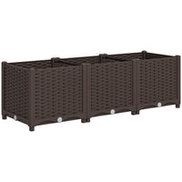 Outsunny Plastic Raised Garden Bed - 47.2" x 15.7" x 14.6" - Brown-Ample storage space accommodates vegetables, herbs, and flowers
