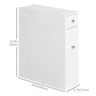 HOMCOM Narrow Bathroom Toilet Paper Storage Cabinet with Drawers - White-Stylish design with a minimal footprint to fit into any bathroom style or size