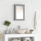 Kleankin Wall Mount Bathroom Mirror Cabinet with Shelves - Grey-Magnetic door stopper, preventing items from falling out
