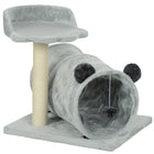PawHut 18.5" Small Cat Tree Tower with Tunnel, Scratching Post and Bed - Grey-Activity play centre for entertainment and relaxing 