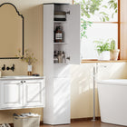 HOMCOM 71" Tall Slim Bathroom Storage Cabinet with Drawer - White-Made from solid MDF