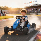 Qaba 24V Kids Electric Go Kart with Dual 150W Motors - Blue-24V 9Ah battery provides up to 60 minutes of continuous, long-lasting fun 