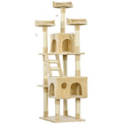 PawHut 71" Cat Tree Tower with Scratching Post, Houses and Toys - Beige-A complete multi-level activity center and scratching space for your lovely cats 