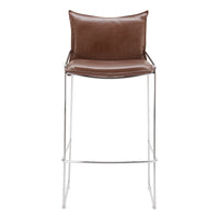 Zuo Pola Barstool - Brown-Plush and durable faux leather fabric