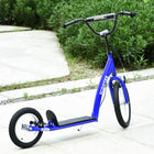 Aosom Kids Scooter with Adjustable Handlebar, Front and Rear Dual Brakes - Blue-Wide textured foot deck anti-slip and help to maintain balance 