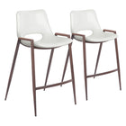 Zuo Desi Counter Stool - White/Walnut - Set of 2-Armrest support