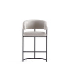 Manhattan Comfort Augusta 22.8" Modern Leatherette Upholstered Counter Stool - Light Grey - 2 Pack-Rounded Back Rest. Seat Height: 26.8"