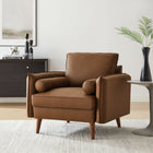 Modway Revive Upholstered Vegan Leather Accent Armchair - Brown-Two Bolster Pillows
