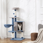 PawHut 48" Cat Tree with Condo, Hammock and Perch - Blue/Grey-Reinforced base with an anti-tip strap prevents wobbling for your cat's safety 