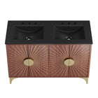 Modway Daylight 48" Double Sink Bathroom Vanity - Black/Walnut-Spacious Storage