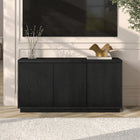 Hudson&Canal Hanson Rectangular Fluted TV Stand for TV's up to 55" - Black Grain-Base, top, and shelves are crafted of sturdy MDF in a Black Grain finish