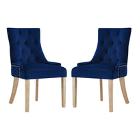 Modway Pose Performance Velvet Dining Chair - Navy - 2 Pack-Modern Accent Chair