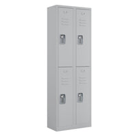 Ceha RH Series 2-Tier Locker with Louver Vents and Recessed handle - Bank of 2 - Light Grey-Durable, commercial-grade steel construction with powder-coated finish