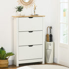 HOMCOM Narrow Shoe Cabinet with 3 Flip Drawers & Adjustable Shelf for Entryway - White-Compact design, suitable for small entryways, hallways, or any narrow places