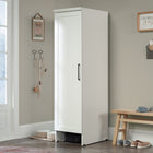 Sauder HomePlus Robot Vacuum Storage Cabinet - Soft White-Door conceals and quiets the operation of self-emptying docking stations
