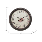 Monarch Specialties Clocks 20" Round Wall Clock - Brown -Non-ticking mechanism ensures a peaceful environment and quartz movement for accurate timekeeping, 1 AA battery is required (battery not included)