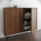 Nexera Slim 2-Door Storage Accent Cabinet - Floating And Wall Mount Bar - Walnut-6