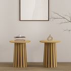 Manhattan Comfort Layla 35.4" Modern End Table - Natural Oak - Set of 2-Elegant Round Table Top Provides Ample Surface Space for Decor, Drinks, or Other Essentials