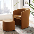 Modway Divulge Armchair and Ottoman - Tan-Foam padded faux leather