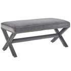 Modway Rivet Performance Velvet Bench - Grey-Chic Modern Upholstered Fabric Bench