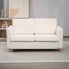 HOMCOM 56" Loveseat Sofa with Wooden Legs - Cream White-Includes two back and two seat cushions for enhanced comfort