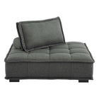 Modway Saunter Tufted Fabric Armless Chair - Grey-Non-Marking Foot Caps