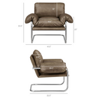 Modway Ansel Vegan Leather Accent Chair - Mushroom-Polished Stainless Steel Frame