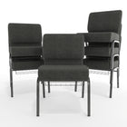 Flash Furniture HERCULES Series 21"W Church Chair with Book Rack & Silver Vein Frame - Dark Grey Fabric-Silver Vein Frame Finish