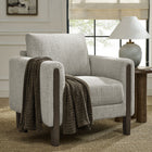 Modway Hawken Boucle Fabric Accent Armchair - Parchment Espresso-Solid Wood Tapered Legs