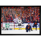 Connor Mcdavid Oilers Celebration - Framed Canvas - 31" x 22"-Premium canvas print with gallery-wrapped edges