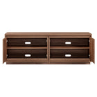 Hudson&Canal Presque TV Stand for TV's up to 75" - Satin Walnut-Clean with a soft, dry cloth and no harsh chemicals or abrasive cleaning materials